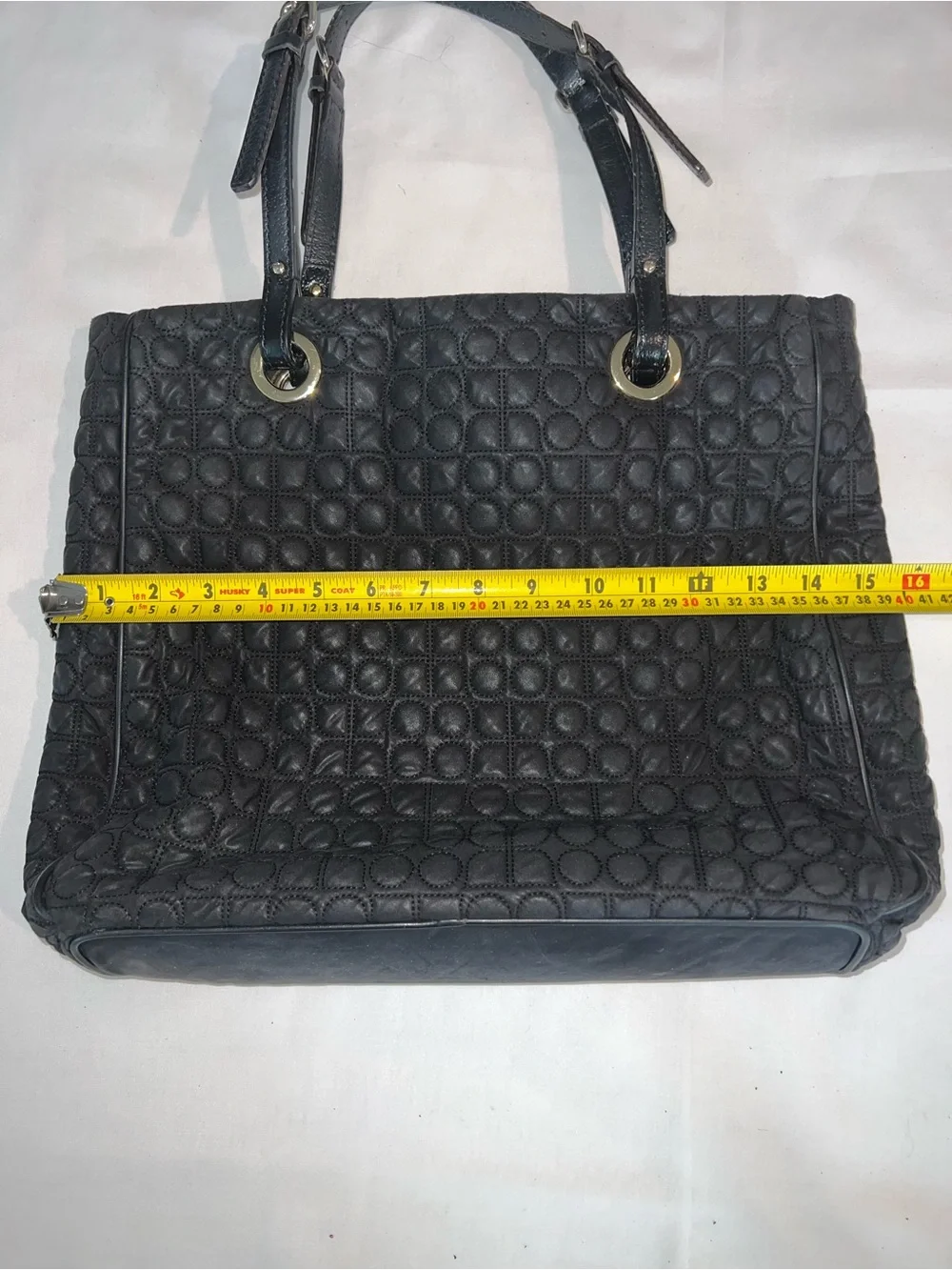 Kate Spade NY Quilted Tote Bag Gray Gold Hardware